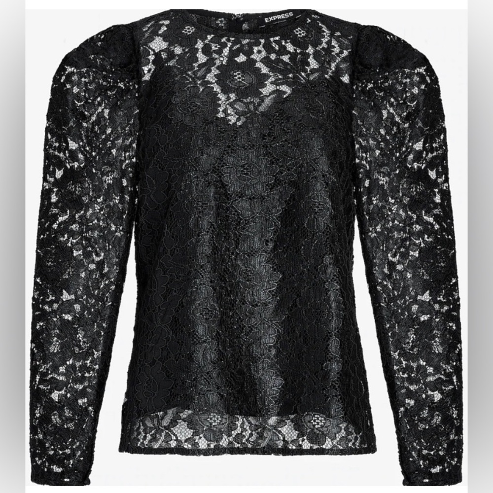 Express BNWT Puff-Sleeve Lace Top. ~$88